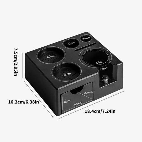 Slick Coffee Tamper Holder Portafilter Stand Tight Tamping Station Organizer For Home Baristas, food grade ABS, 16.2x18.4cm size.