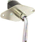 Battery master switch with perforated mounting plate and heavy cable, front view