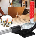 Horizontal Push Pull Toggle Clamp Killer Grip Quick Release Heavy Duty Workshop Fixture With Flange Mount shown with red handle and sturdy base.