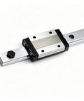 MGN12 700mm Linear Rail Guide With MGN12H Stainless Steel Black Carriage Block for 3D Printers and CNC Projects, side view.