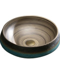 Ceramic round Bathroom Vessel Sink Vintage Hand Engraving Skirted Vessel, ideal for home bathroom sink, 46 cm outer diameter.