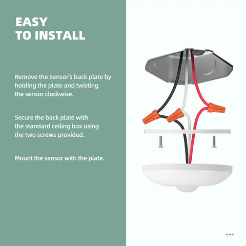 Installation instructions for Real Deal Hardwired Pir Ceiling Motion Sensor Switch With 360 Degree Sweep And Auto Light Controls.