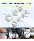 Heavy Duty 45 Piece Quick Release Hose Disconnect Tool Set For Automotive AC Fuel And Transmission Line Removal No Sweat Grind Ready Mechanic Essentials, fuel line disconnect tools in various sizes.
