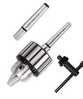 Heavy Duty 4 Piece 1/2 Inch Drill Chuck Kit With Genuine JT33 Taper Shank and Bulletproof Morse Arbors plus No Sweat Tightening Key assembly.