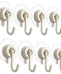 Eight Pack Of Solid White Adhesive Ceiling And Wall Hooks Delivers Zero Sweat Damage Free Mounting to hold lightweight decor and gear.