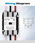 Wiring diagram for 3 Pole 40 Amp AC Contactor For Outdoor HVAC Units 240V Coil UL Listed 50 60Hz with terminal details.