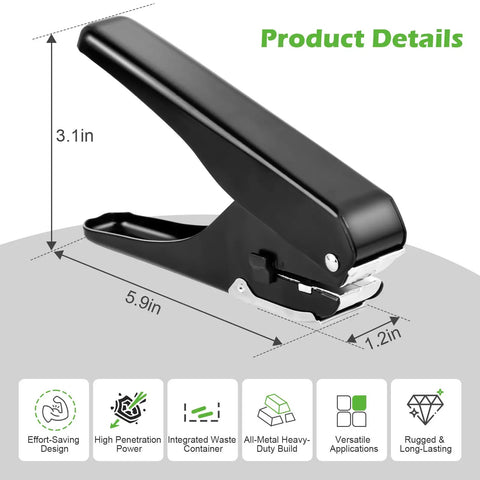 Heavy Duty Slot Punch Handheld Hole Puncher All Metal ID Card Puncher Slotting Tool with dimensions 5.9in x 1.2in x 3.1in