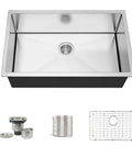 28-Inch Undermount Kitchen Sink with Deep 10-Inch Basin, Premium 304 Stainless Steel Bar Sink, includes accessories
