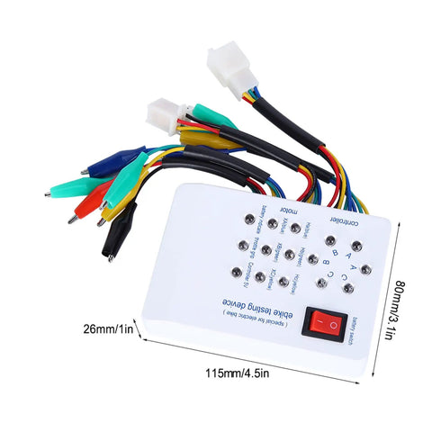 Rugged DIY Friendly Brushless Motor Controller Tester For E Bikes And Electric Scooters 115x80x26 mm with visible connectors