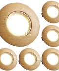 XYIANG 3.9 Inch Farmhouse Wood Grain Recessed Lighting Housing Trim Kits, wood round LED lights in a pack of 6.