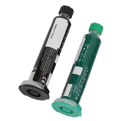 Curable Solder Ink Insulating Protective Coating For PCB Circuit Board Repair And Maintenance, 2 Pack 10cc, Black And Green Tubes