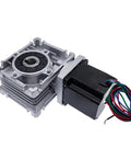 Beefy Nema 23 Stepper Worm Gear Reducer with 11mm input and 14mm output shaft, side view, for CNC and 3D printing applications.