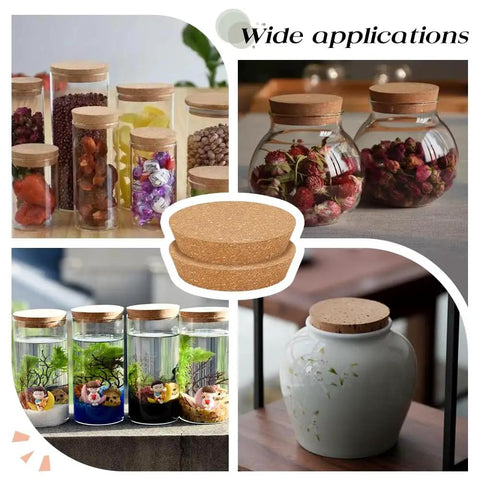 Assorted jars sealed with Two Pack Large Cork Stoppers For Bottles And Jars 5 To 6 Inch Tapered Wood Bottle Lids for DIY projects