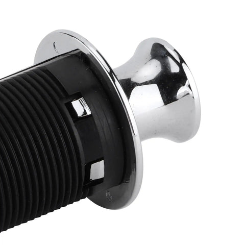 Close-up of Straight Up Solid Round Zinc Alloy Push Button Cabinet Lock Automatic Push To Close Hardware for Boat Marine.