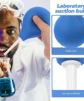 220ML Rubber Squeeze Bulb For Liquid Handling, Heavy-Duty Manual Pipette Sucker being used in lab, showing blue color and grip