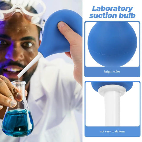 220ML Rubber Squeeze Bulb For Liquid Handling, Heavy-Duty Manual Pipette Sucker being used in lab, showing blue color and grip