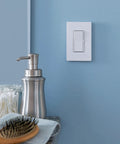 White 1 Gang Screwless Light Switch Cover Plate For Decorator And Rocker Switches, Outlet Cover in bathroom setting