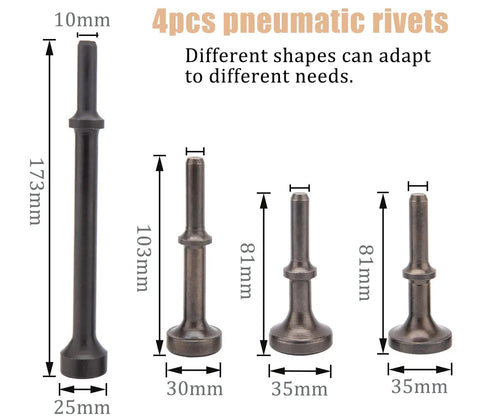 4pcs pneumatic rivets for smoothing bit for pneumatic air hammer and chisel drill kit 0 401 inch 150mm 190mm 250mm pro grade