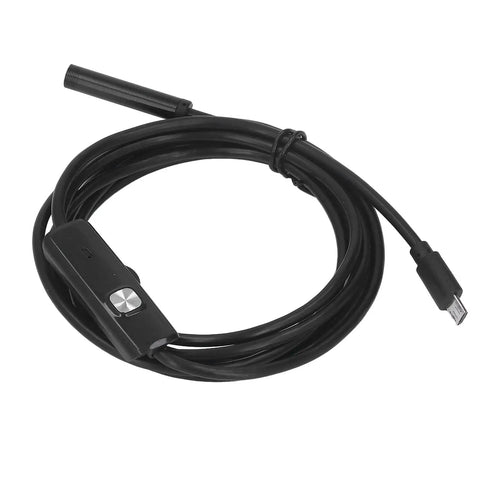 Endoscope Inspection Camera With Six Adjustable LED Lights 0.3MP Borescope For Pipe Repair And Car Maintenance Underwater Viewing 1M Cable Micro Connector For Android Phones Laptops And Tablets coiled and unplugged