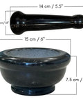 Heavy Duty Granite Mortar And Pestle Set 6 Inch Stone Grinder With Non Slip Base Black Kitchen Essential