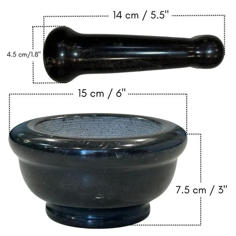 Heavy Duty Granite Mortar And Pestle Set 6 Inch Stone Grinder With Non Slip Base Black Kitchen Essential
