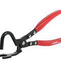 ARES 14020 heavy-duty exhaust hanger removal pliers with red handles and a 25-degree offset