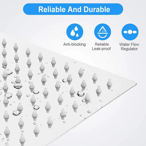 Close-up of 8 Inch High Pressure Rainfall Shower Head and Handheld Combo With 11 Inch Extension Arm No Leak Chrome Shower Set