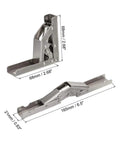 90 Degree Folding Shelf Hinge Bracket Set For Furniture - Hidden Table Holder Brackets, shown folded and extended, 6.5 inch long.