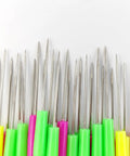 Pro Grade 36 Piece Scriber Needle Kit For Cake Decorating Featuring Stainless Steel Tips And Colorful Plastic Grips, sharp metal needles arranged.
