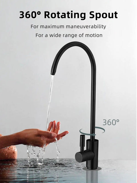 Superior Matte Black Water Filter Faucet Offers Easy Peasy Reverse Osmosis Setup For Kitchen Sink Straight Up crafted from solid lead free stainless steel with a 360° rotating spout