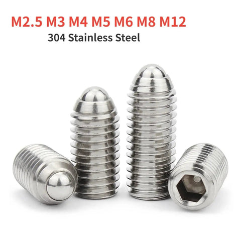 Heavy Duty M12x60mm Spring Ball Plunger Featuring A Hex Socket For Tight Precision Positioning And Rock Solid Machine Mounting In Premium 304 Stainless Steel multi size set.