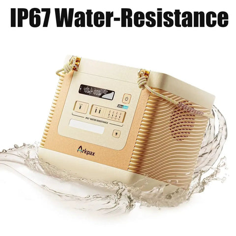 1500Wh Portable Power Station With 1800W Continuous And 3300W Surge, IP67 Solar Generator demonstrated in water-resistant setting