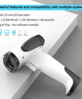 2D Handheld Wireless Barcode Scanner With Stand 3 In 1 Bluetooth Barcode And QR Scanner For Inventory Control