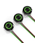 Built Tough Three Pack 12mm Momentary Push Button Switch With Bright Green Led Indicator And IP67 Waterproof Rating Featuring Pre Wired Leads