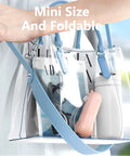 Portable Misting Fan With 15ml Water Tank Handheld Personal Mister in a clear tote with sunglasses and magazine