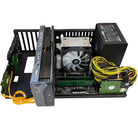 ATX PC Test Bench Case For DIY Gaming Builds Open Frame Chassis with SPCC metal, wide GPU clearance and components installed