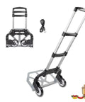 Image of Folding Hand Truck Dolly For Moving And Shopping Aluminum Portable Collapsible Cart 200 Lb Capacity with wheels extended