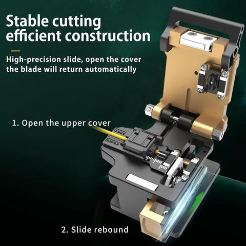 Pro Grade Auto Stability Fiber Optic Cleaver With 0.5 Degree Precision, 48,000 Blade Life, Built In Waste Bin, 250 Micron To 3.0 Mm Fiber And Flat Cable, Dual Fixture Design For Clean, Consistent Fiber Terminations