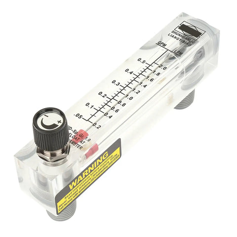 Lzm 15T Liquid Flow Meter Panel Mount with clear acrylic body, adjustable flow rate, suited for lab or DIY hydroponics systems.