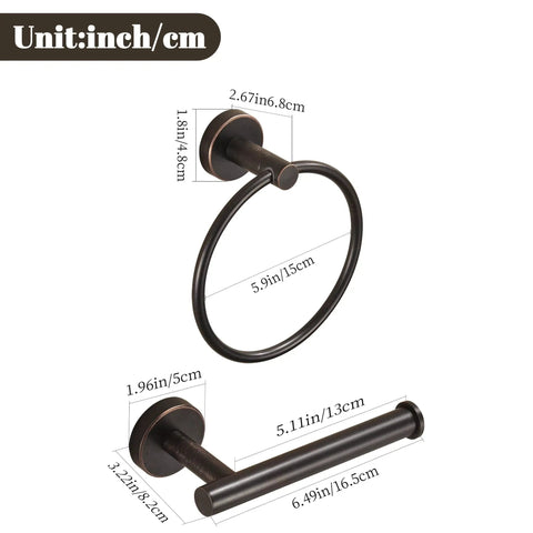 Oil Rubbed Toilet Paper Holder And Towel Ring Set Wall Mounted Rustic Farmhouse Style Rustproof Stainless Steel Sizes Listed