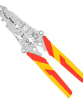 No Sweat Folding Wire Stripper Crimper 14 In 1 Multifunctional Pliers with tough insulated handles for electricians.