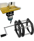Built Damn Tough From Aerospace Grade Aluminum This Router Table Base Lift features a manual crank and a robust aluminum design.