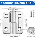Dimensions of 4 Pack 1.5 Inch Stainless Steel Lift Off Hinges With Screws Detachable Slip Joint Flag Hinges