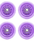 Glitter Purple 82A Quad Roller Skate Wheels 4 Pack PU Replacement Wheels For Outdoor Indoor Use displayed from top view