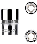 Go-To 3/8-Inch Drive 6 Point Impact Socket Set With Carrying Case, close-up of socket showing interior and exterior details.