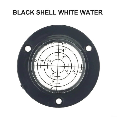 Micpointik 50x12mm Circular Bubble Level in black shell with clear water guide showing degree markings for precise leveling.