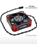 Fifty Millimeter RC Cooling Fan With Ten Thousand RPM Dope Brushless Motor Heatsink And ESC Cooling For One Fifth Scale RC Cars Red Anodized Aluminum Lightweight Durable Performance Cooling Solution For Hot Motors shown with black and red design, 50mm size.