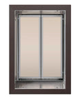 Premium Bronze Wall Mount Pet Door For Heavy Duty Cats And Dogs Large Plus Frame With Energy Efficient Glass Fits French Doors view showing smooth sliding tracks.