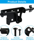 Built Tough Heavy Duty Slide Bolt Latch 2 Pack Black Steel Gate Lock with solid structure and reinforced screws for outdoor use.