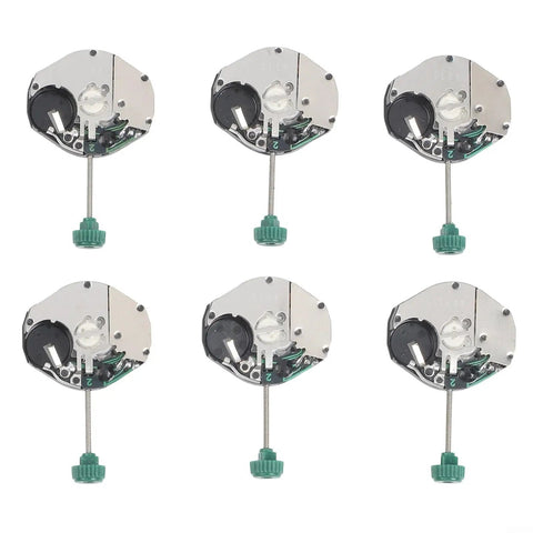 Watch Movement Replacement Kit With Six Metal Parts And Tools For SL68 Repair DIY Friendly Easy Install No Fuss Speedy Fix Reliable Performance Durable Mechanism Upgrade, showcasing six watch movements with green adjustment knobs.